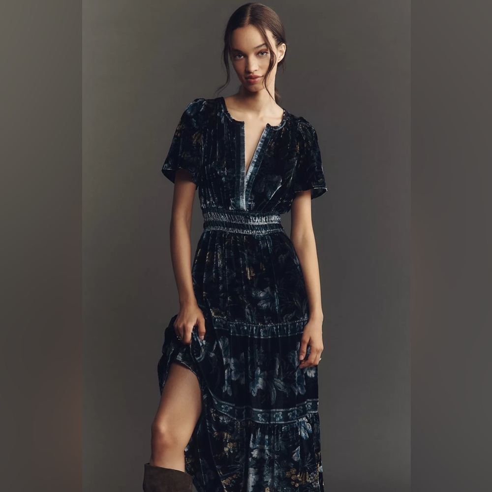 NWT Anthropologie Size Small The Somerset Velvet Maxi Dress - Picture 1 of 16